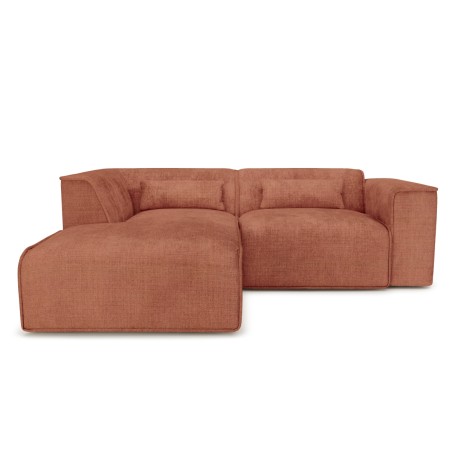 Divano angolare fisso sinistro NUNA 4 posti in tessuto terracotta