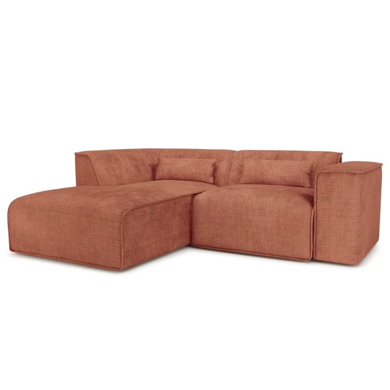 Canapé d'angle gauche fixe NUNA 4 places tissu terracotta