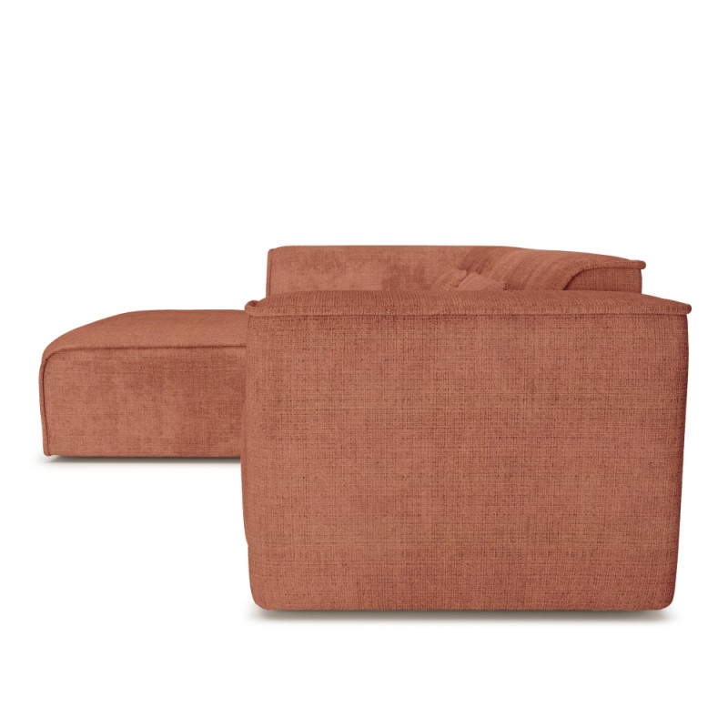 Canapé d'angle gauche fixe NUNA 4 places tissu terracotta