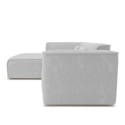 Canapé d'angle gauche fixe NUNA 4 places velours côtelé gris