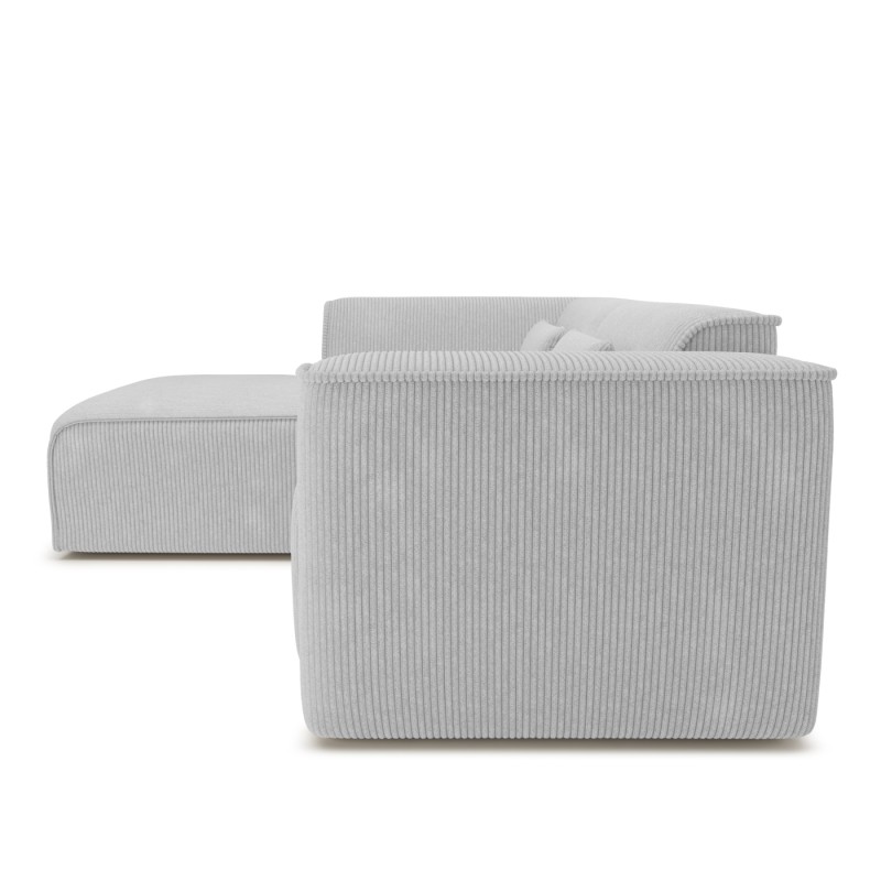 Canapé d'angle gauche fixe NUNA 4 places velours côtelé gris