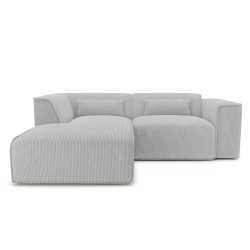 Canapé d'angle gauche fixe NUNA 4 places velours côtelé gris