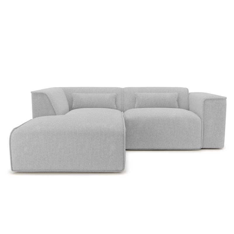 Canapé d'angle gauche fixe NUNA 4 places velours côtelé gris
