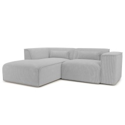 Canapé d'angle gauche fixe NUNA 4 places velours côtelé gris