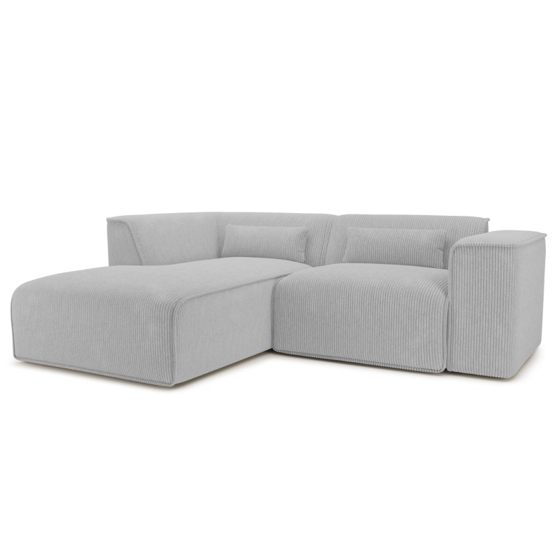 Canapé d'angle gauche fixe NUNA 4 places velours côtelé gris