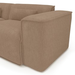 Canapé d'angle gauche fixe NUNA 4 places velours côtelé marron