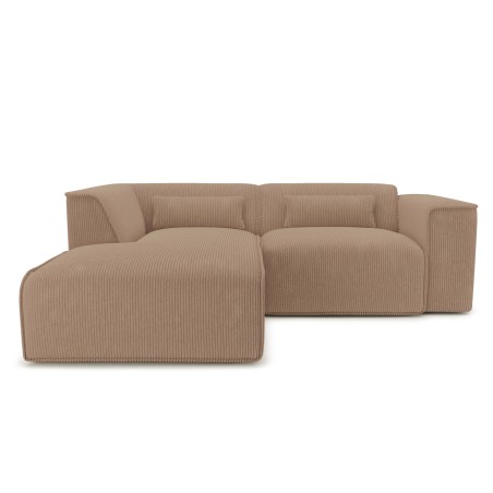 Feste Eckcouch NUNA 4-Sitzer aus braunem Cord