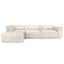 Divano angolare fisso sinistro NUNA 5/6 posti in tessuto beige