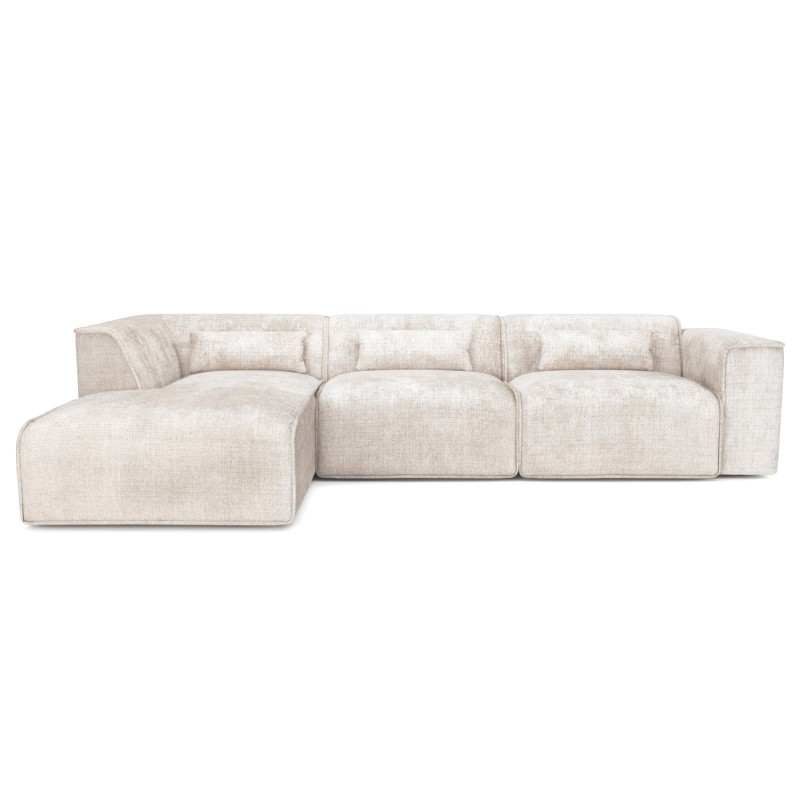 Divano angolare fisso sinistro NUNA 5/6 posti in tessuto beige