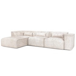 Divano angolare fisso sinistro NUNA 5/6 posti in tessuto beige