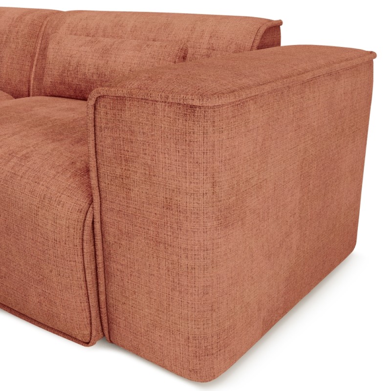 Divano angolare fisso NUNA a 5/6 posti in tessuto terracotta