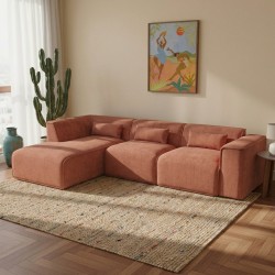 Divano angolare fisso NUNA a 5/6 posti in tessuto terracotta