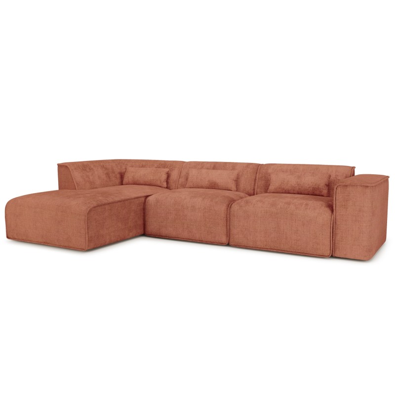 Divano angolare fisso NUNA a 5/6 posti in tessuto terracotta
