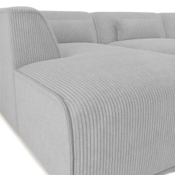 Divano angolare fisso sinistro NUNA 5/6 posti in velluto a coste grigio