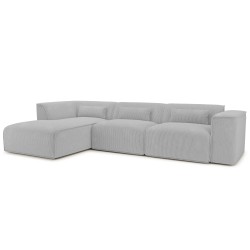 Divano angolare fisso sinistro NUNA 5/6 posti in velluto a coste grigio