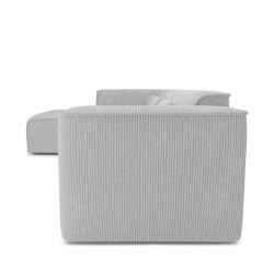 Divano angolare fisso sinistro NUNA 5/6 posti in velluto a coste grigio