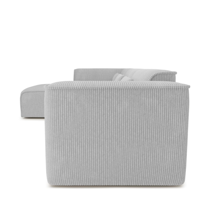 Divano angolare fisso sinistro NUNA 5/6 posti in velluto a coste grigio