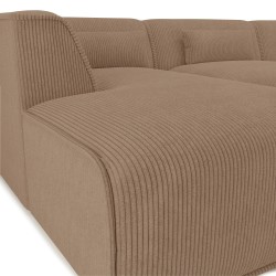 Divano angolare fisso sinistro NUNA 5/6 posti in velluto a coste marrone