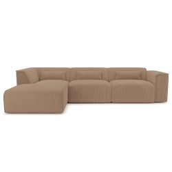 Divano angolare fisso sinistro NUNA 5/6 posti in velluto a coste marrone