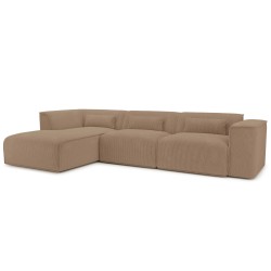 Divano angolare fisso sinistro NUNA 5/6 posti in velluto a coste marrone