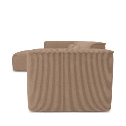 Divano angolare fisso sinistro NUNA 5/6 posti in velluto a coste marrone