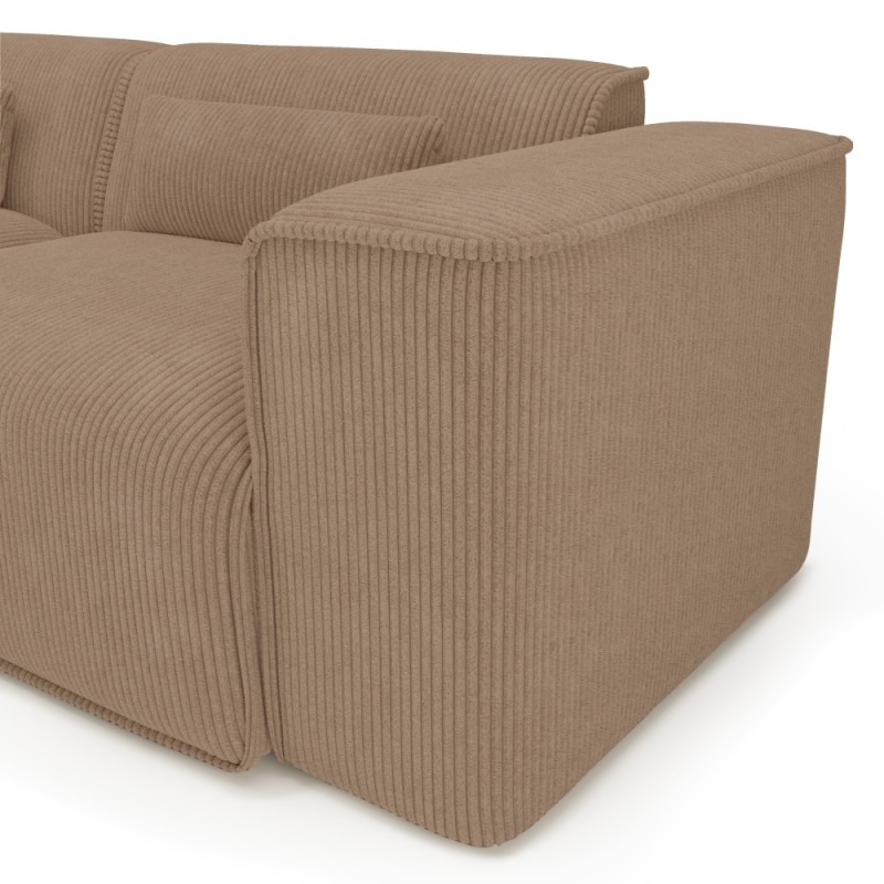 Divano angolare fisso sinistro NUNA 5/6 posti in velluto a coste marrone