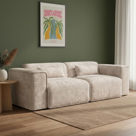 Canapé droit fixe NUNA 3 places tissu beige