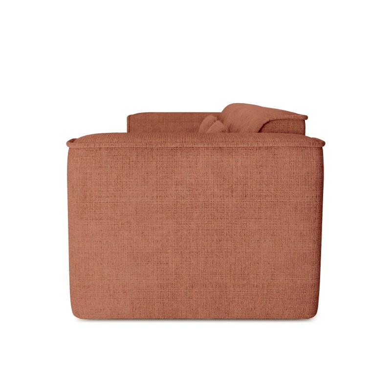 Canapé droit fixe NUNA 3 places tissu terracotta
