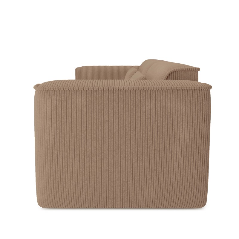 Divano fisso NUNA a 3 posti in velluto a coste marrone