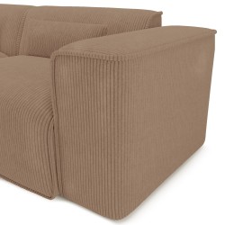 Divano fisso NUNA a 3 posti in velluto a coste marrone