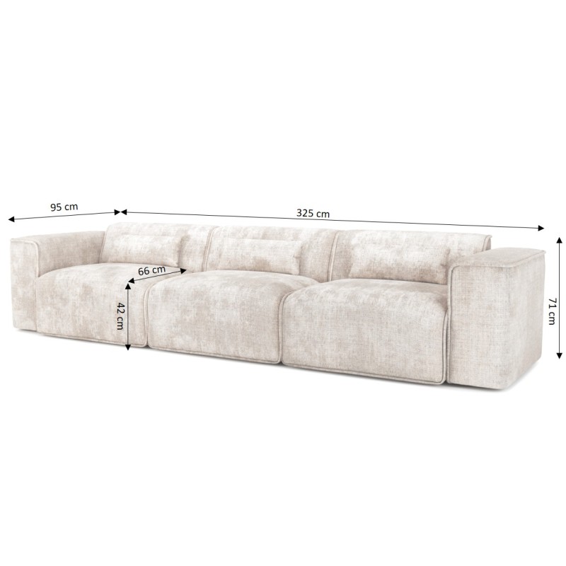 Divano fisso NUNA a 4/5 posti in tessuto beige
