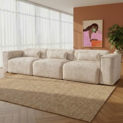 Divano fisso NUNA a 4/5 posti in tessuto beige