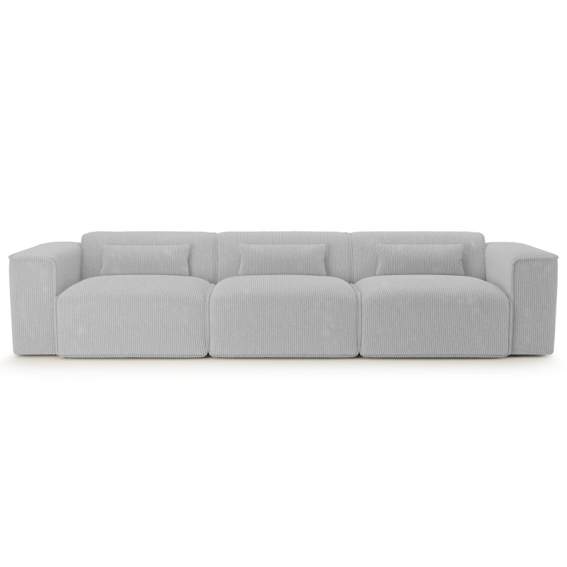 Divano fisso NUNA 4/5 posti in velluto a coste grigio