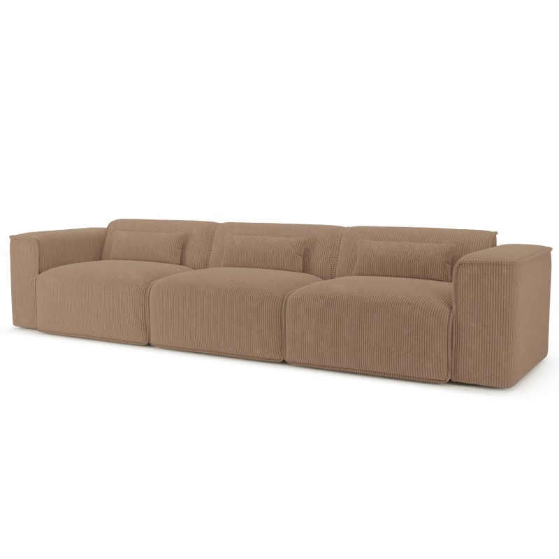 Divano fisso NUNA 4/5 posti in velluto a coste marrone