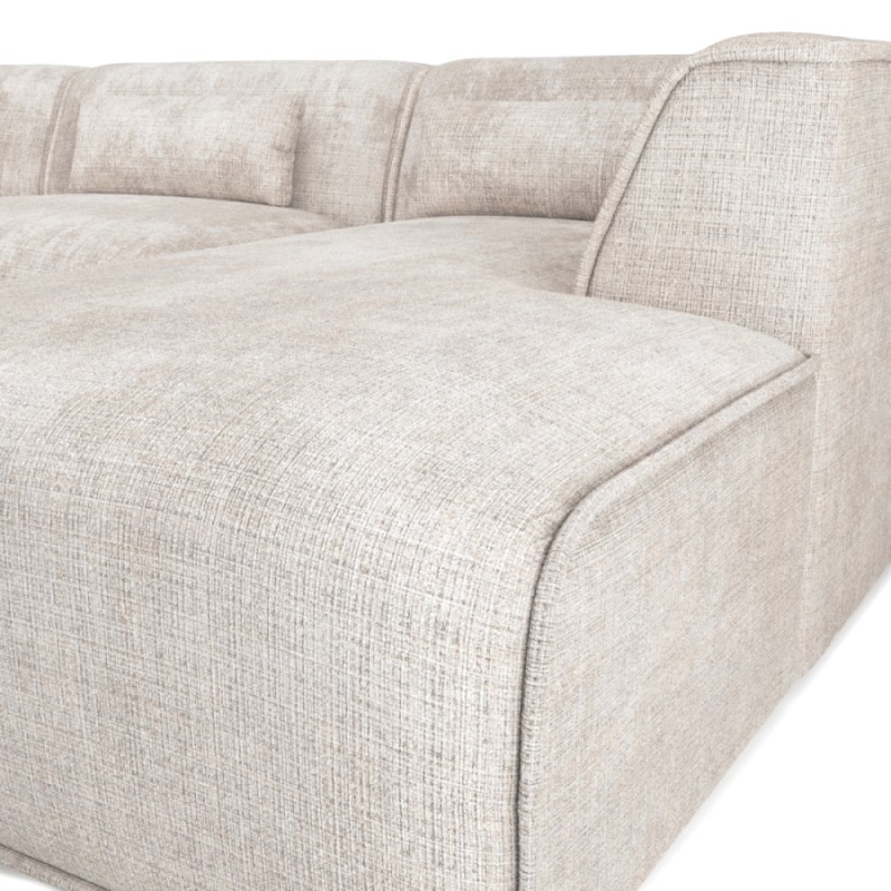 Divano panoramico fisso NUNA 7 posti con poltrona destra in tessuto beige