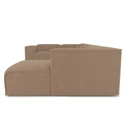 Divano panoramico fisso NUNA 7 posti con poltrona destra in velluto a coste marrone