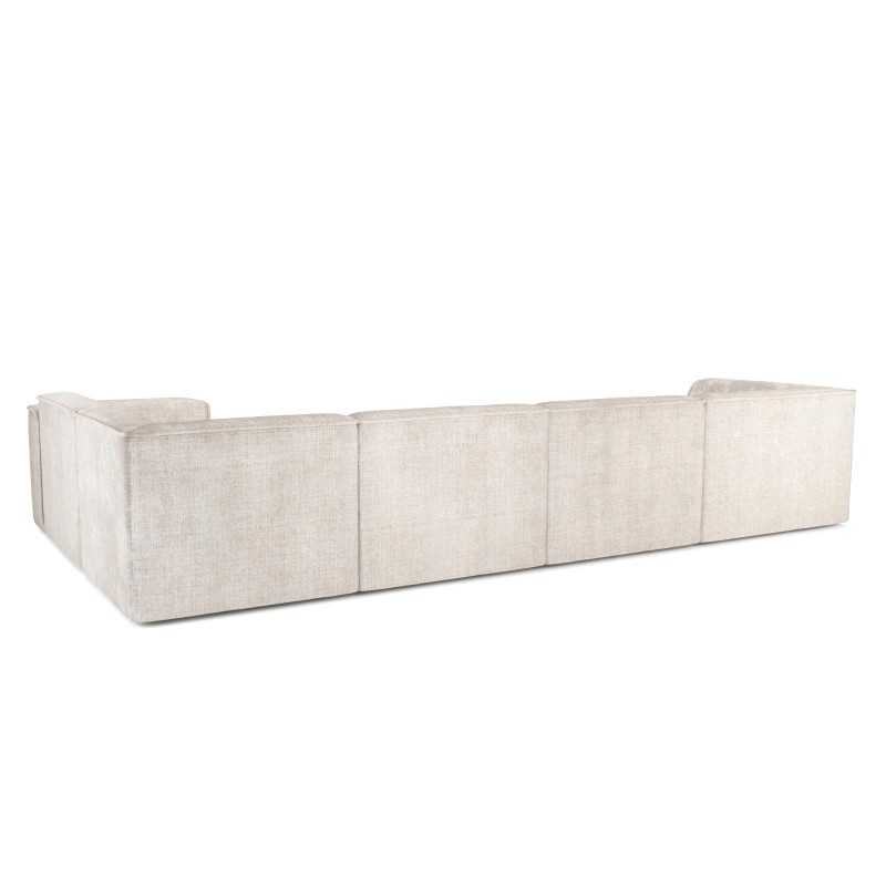 Divano panoramico fisso NUNA 7 posti con poltrona sinistra in tessuto beige