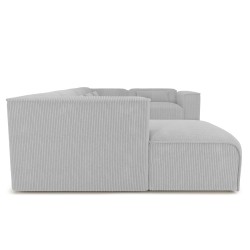 Divano panoramico fisso NUNA 7 posti con chaise longue a sinistra in velluto a coste grigio