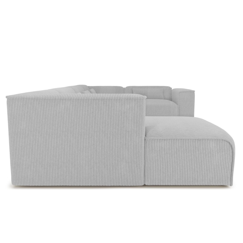 Divano panoramico fisso NUNA 7 posti con chaise longue a sinistra in velluto a coste grigio