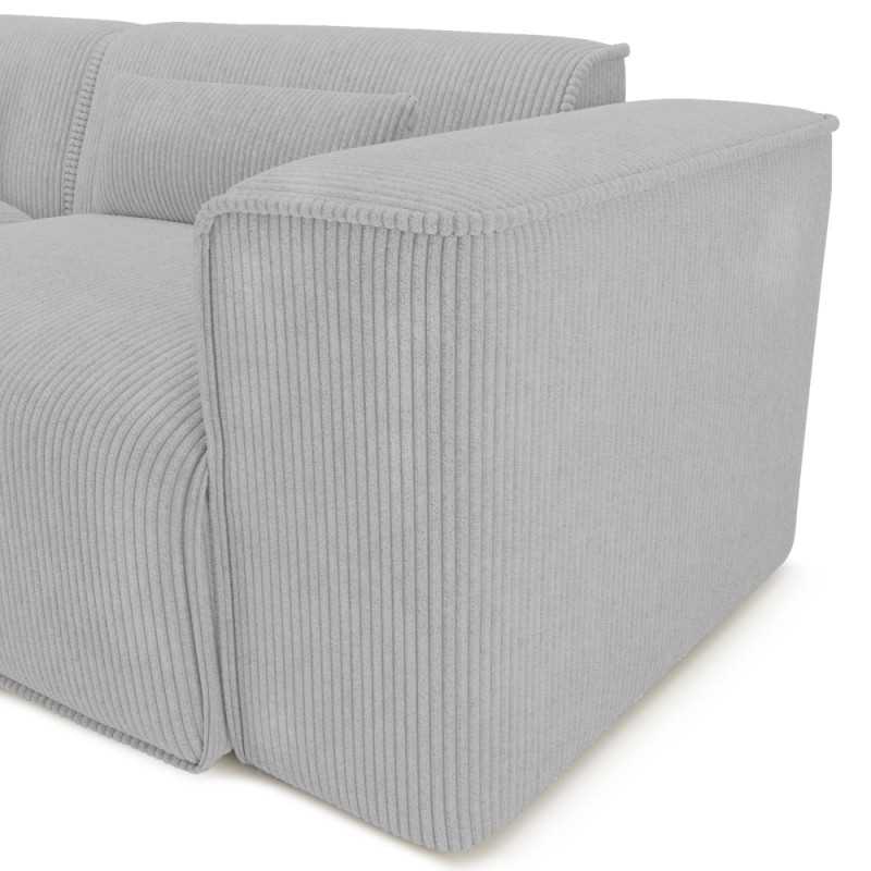 Divano panoramico fisso NUNA 7 posti con chaise longue a sinistra in velluto a coste grigio