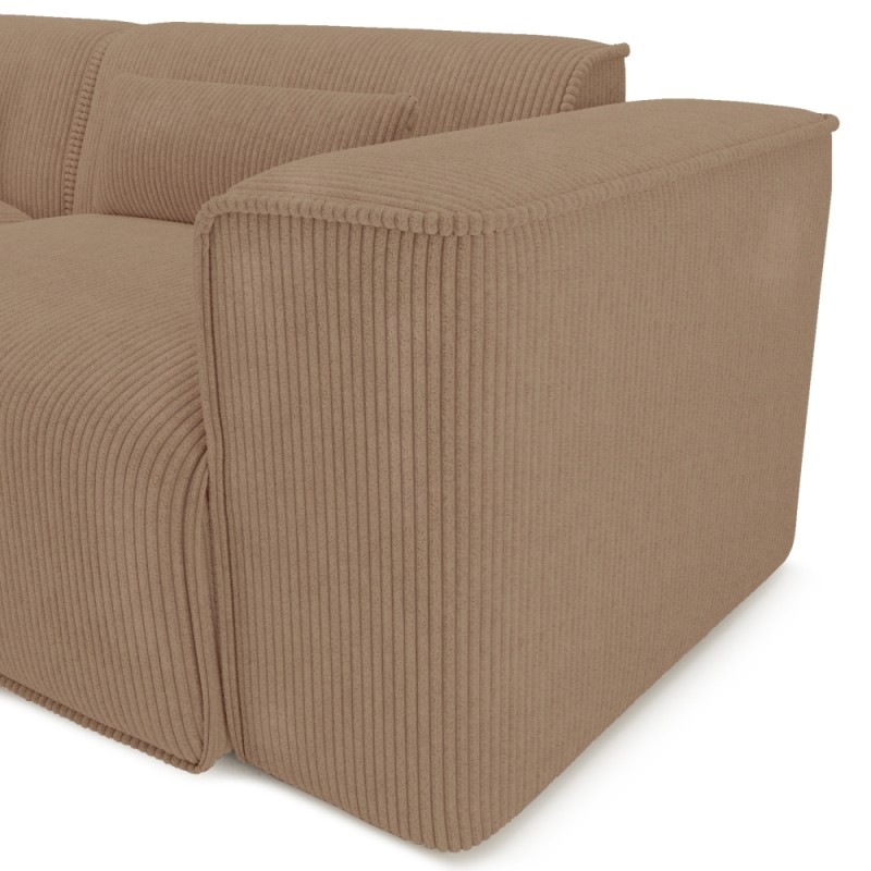 Divano panoramico fisso NUNA 7 posti con poltrona sinistra in velluto a coste marrone