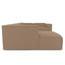 Divano panoramico fisso NUNA 7 posti con poltrona sinistra in velluto a coste marrone