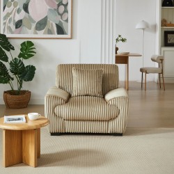 Set divano fisso a 3 posti + poltrona singola ADEA in velluto a coste marrone