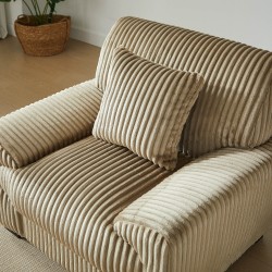 Set divano fisso a 3 posti + poltrona singola ADEA in velluto a coste marrone