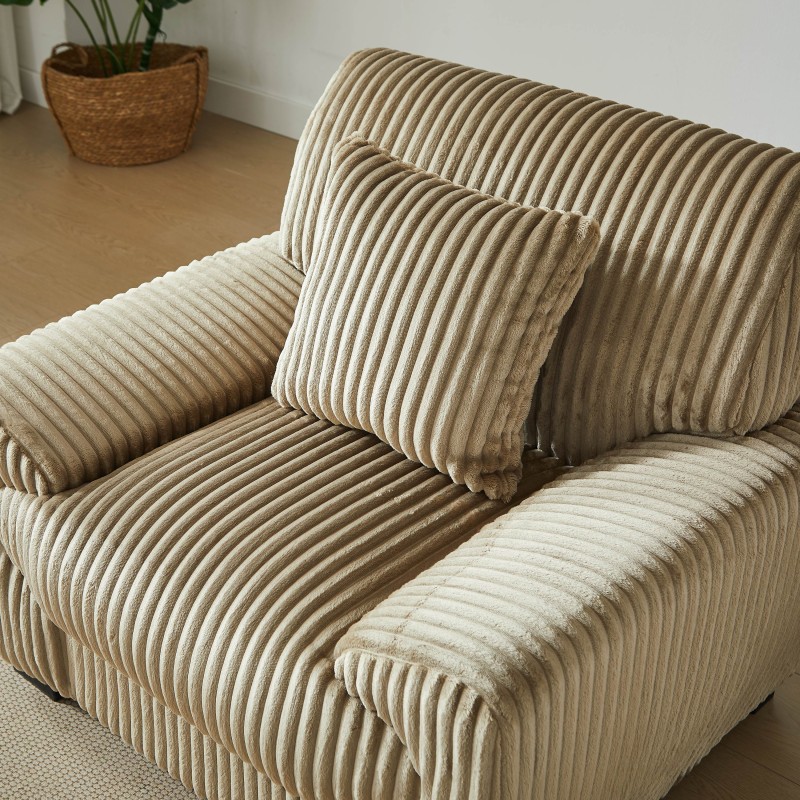 Set divano fisso a 3 posti + poltrona singola ADEA in velluto a coste marrone