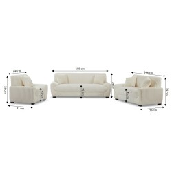 Set aus 3+2-Sitzer-Sofas + 1-Sitzer-Sessel ADEA aus beigem Cord