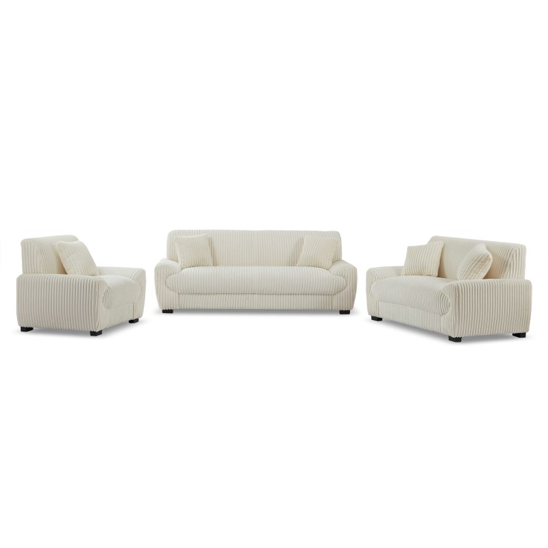 Set aus 3+2-Sitzer-Sofas + 1-Sitzer-Sessel ADEA aus beigem Cord