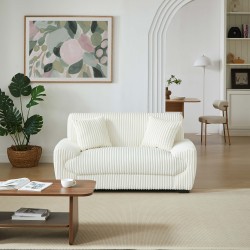 Set di divani fissi a 3+2 posti ADEA in velluto a coste beige