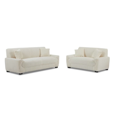 Set di divani fissi a 3+2 posti ADEA in velluto a coste beige