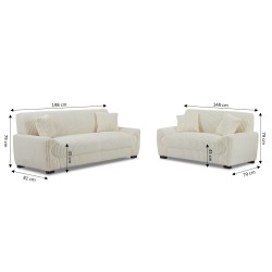 Set di divani fissi a 3+2 posti ADEA in velluto a coste beige